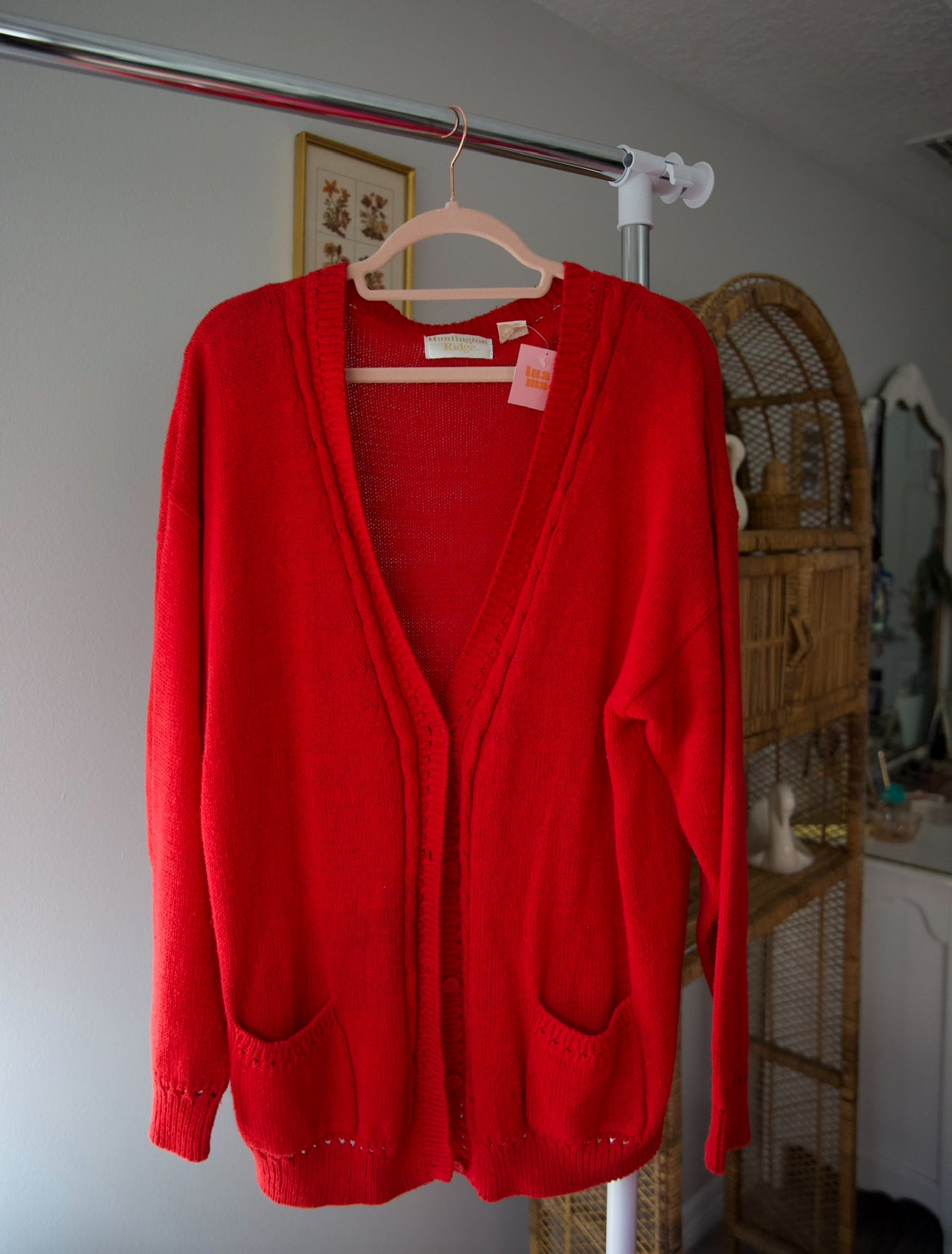 Vintage red knit cardigan