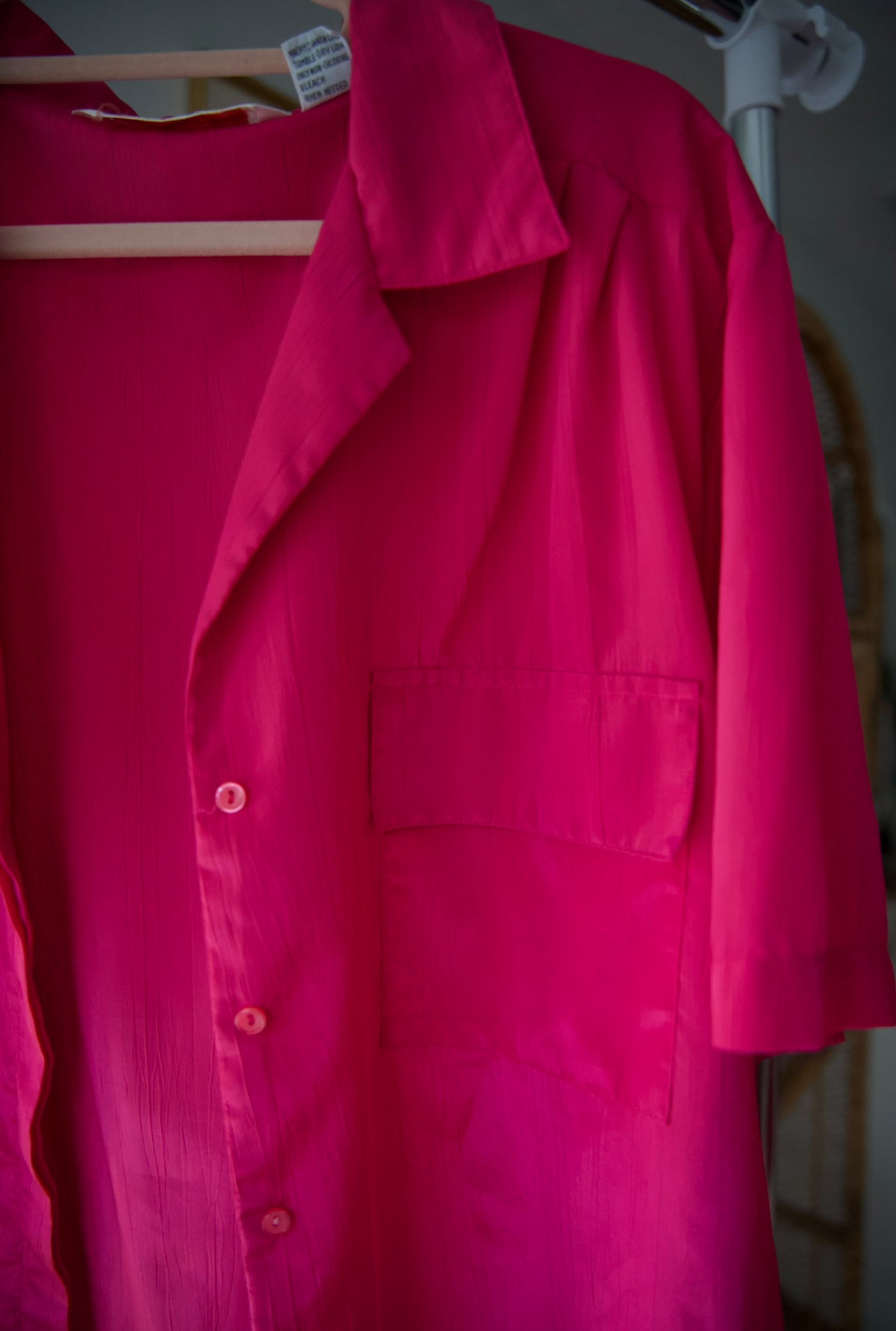 Vintage hot pink button up shirt