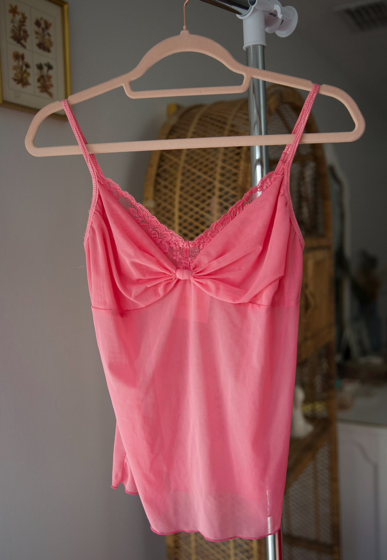 Vintage pink mesh cami