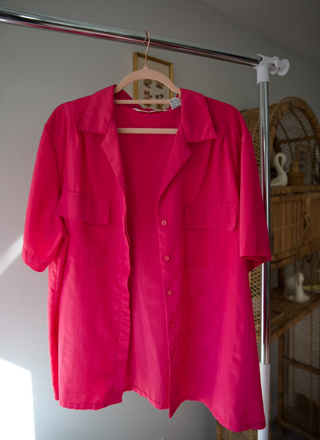 Vintage hot pink button up shirt