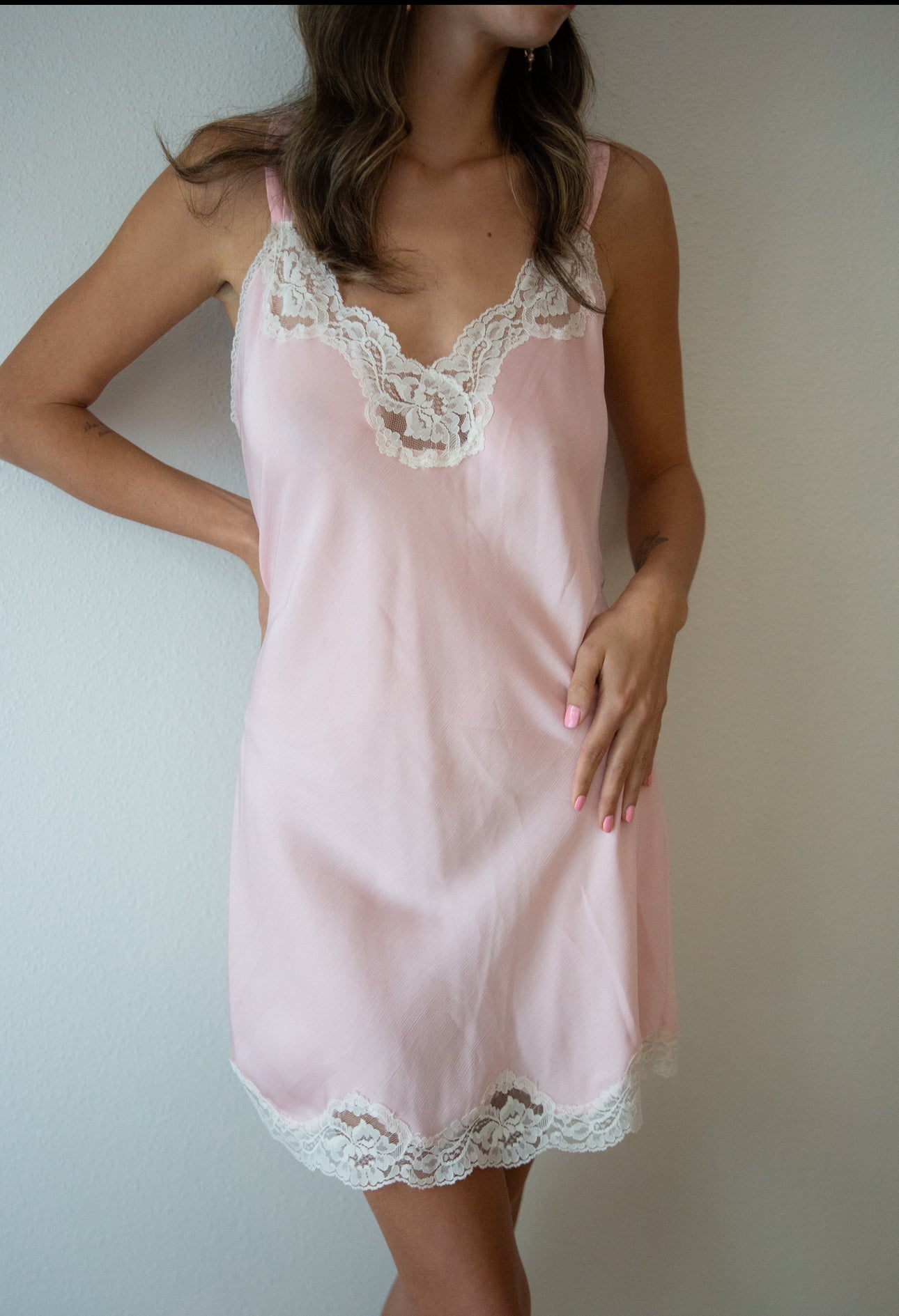 Vintage Baby Phat Pink deals camisole slip dress with beige lace size large