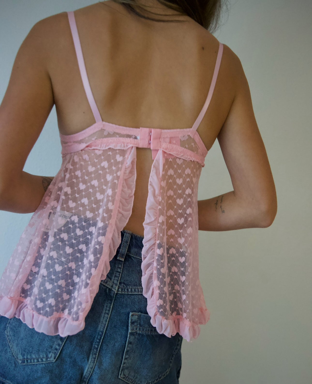 Pink hearts babydoll lingerie top