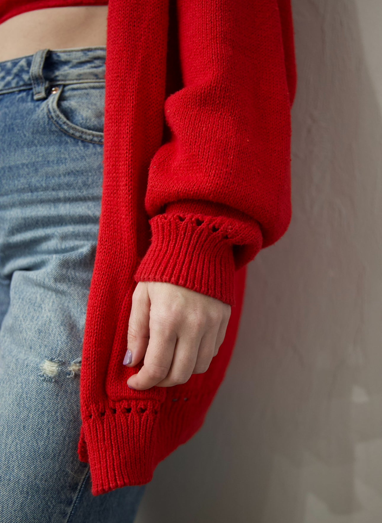 Vintage red knit cardigan